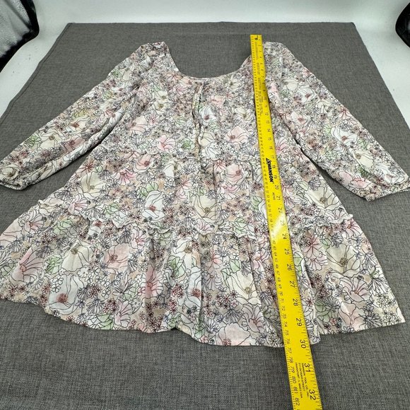 Arizona Jean Boho Dress Floral long Sleeve Small Off The Shoulder Ruffled/Pleate - Picture 6 of 13